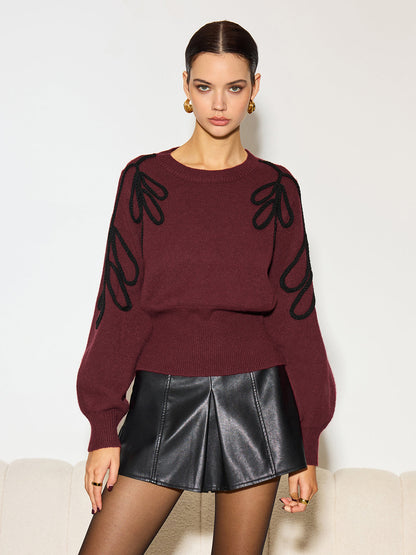 Pull À Manches Longues Avec Broderies En Relief Pour Femme | Idéal Pour Usage Quotidien