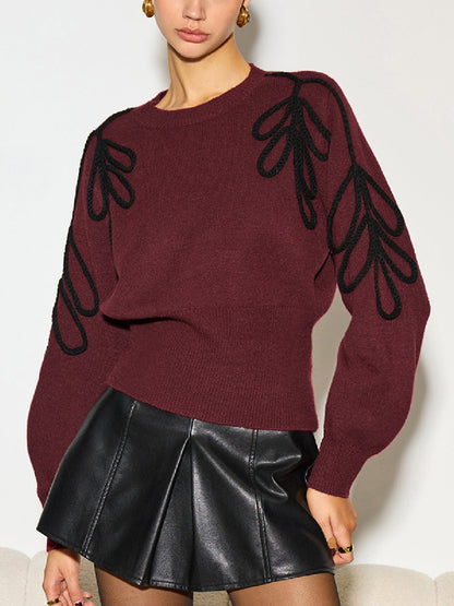 Pull À Manches Longues Avec Broderies En Relief Pour Femme | Idéal Pour Usage Quotidien