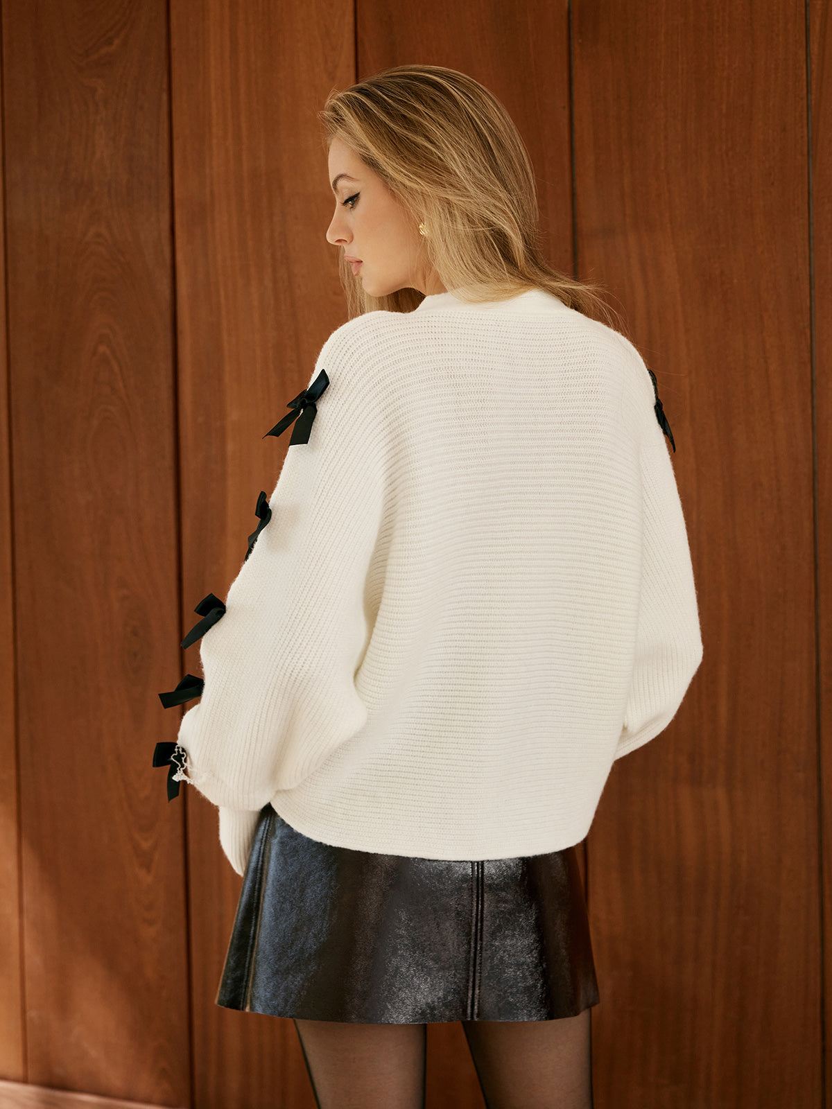 Cardigan À Manches Longues Avec Fermeture Boutonnée Et Détails Nœuds Pour Femme | Idéal Pour Usage Quotidien