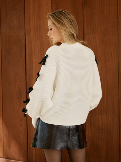 Cardigan À Manches Longues Avec Fermeture Boutonnée Et Détails Nœuds Pour Femme | Idéal Pour Usage Quotidien