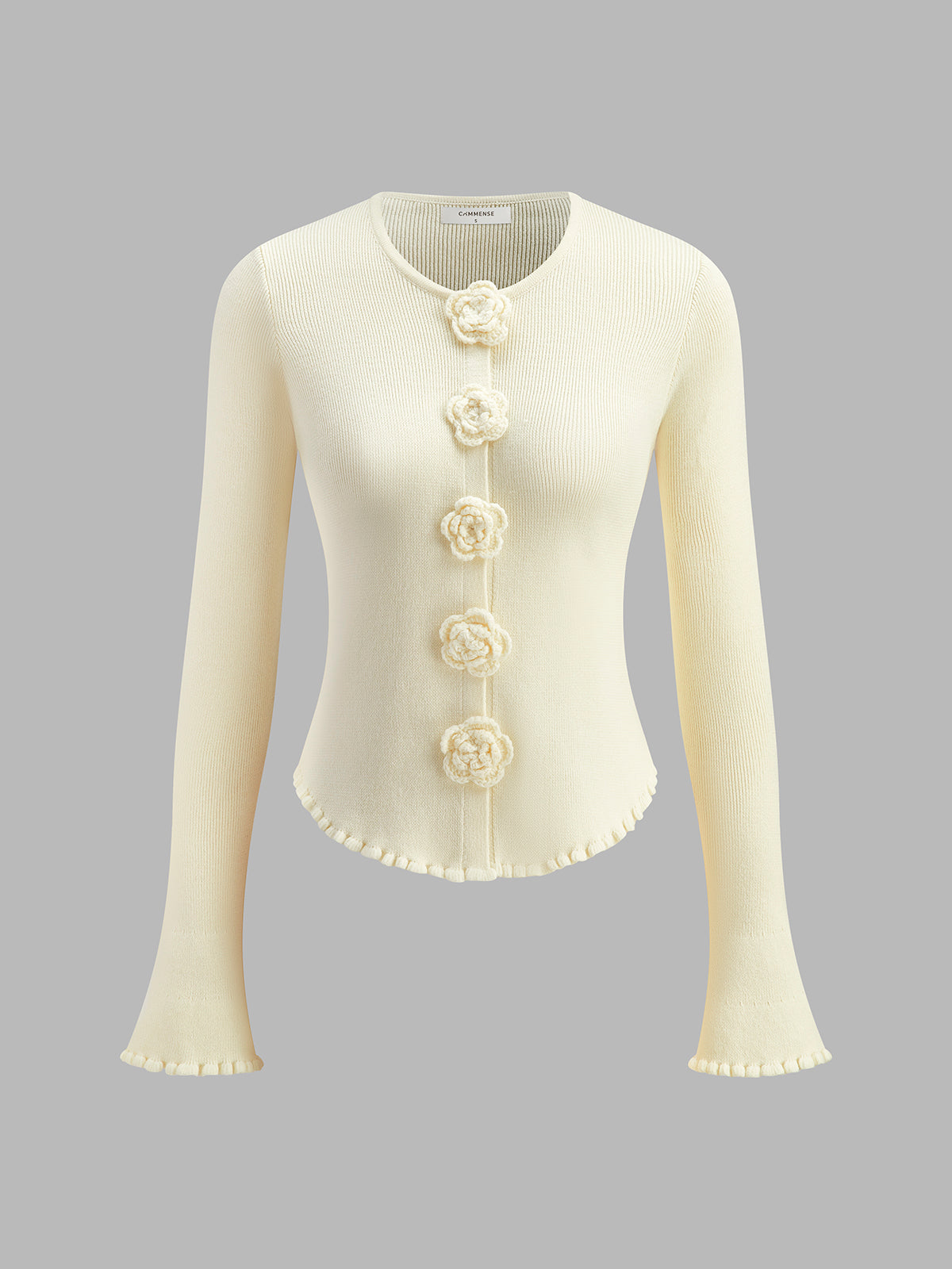 Cardigan Ajusté à Boutons Fleurs en Relief pour Femme | Idéal pour le Printemps et l’Automne