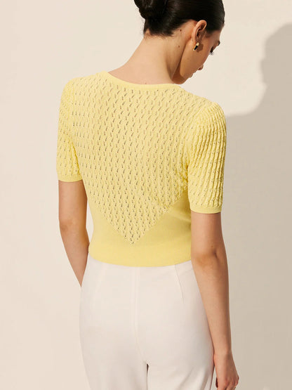 Top Tricoté à Boutons et Mailles Ouvertes pour Femme | Idéal pour les Tenues de Saison ou Quotidiennes