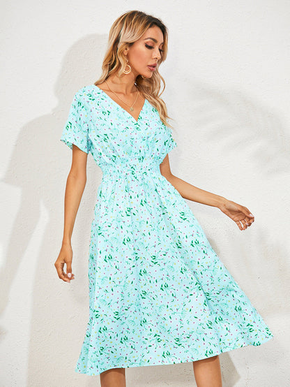 Robe à Fleurs avec Manches Bouffantes pour Femme | Idéale pour les Occasions Estivales
