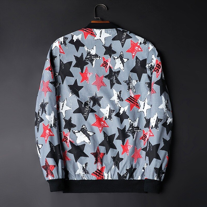Blouson Bomber avec Imprimé Abstrait et Fermeture Zippée pour Homme | Idéal pour les Tenues Décontractées et Quotidiennes