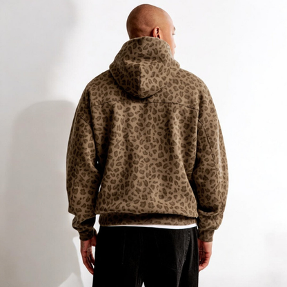 Sweat à Capuche Imprimé Léopard à Manches Longues pour Homme | Idéal pour le Streetwear
