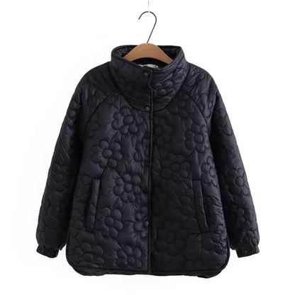 Manteau d’Hiver avec Motif Floral Pressé pour Femme | Idéal pour l’Hiver et l’Automne