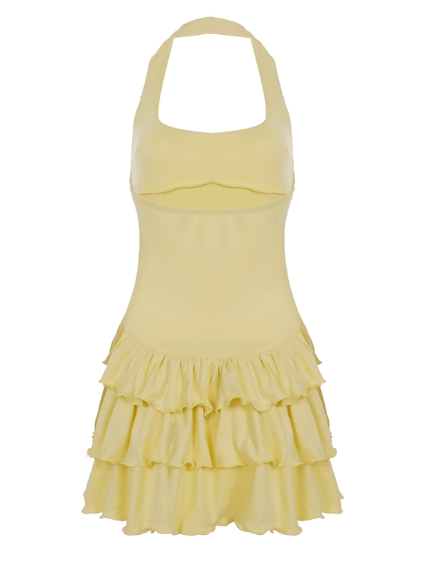 Robe Mini Avec Ourlet À Volants Et Col Halter Pour Femme | Idéal Pour Été Et Sorties Décontractées