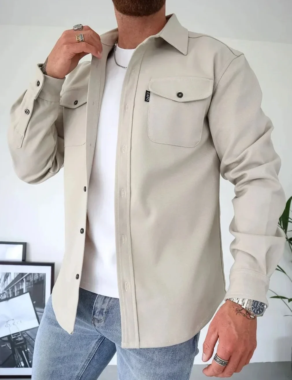 Chemise à manches longues avec coupe droite pour homme | Idéale pour la saison d’automne