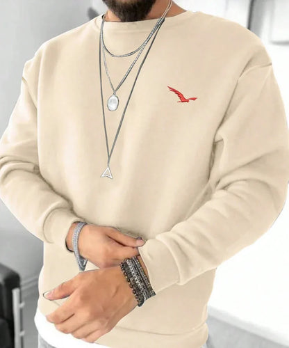 Pull-Over Homme à Col Rond avec Motif Uni | Idéal pour la Mi-Saison