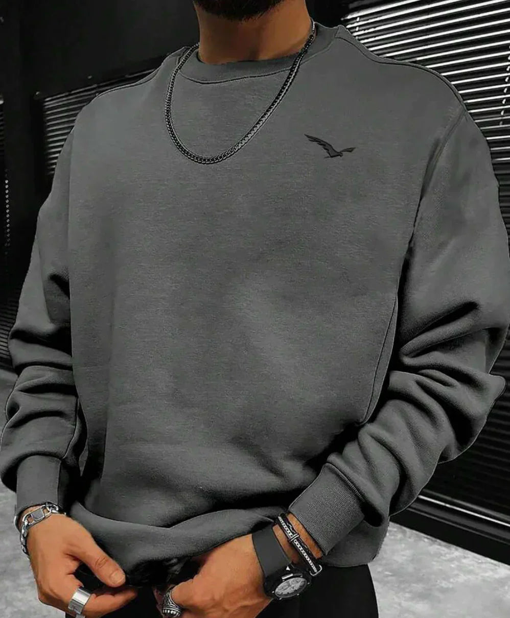 Pull-Over Homme à Col Rond avec Motif Uni | Idéal pour la Mi-Saison