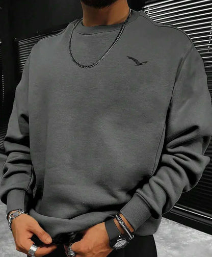 Pull-Over Homme à Col Rond avec Motif Uni | Idéal pour la Mi-Saison