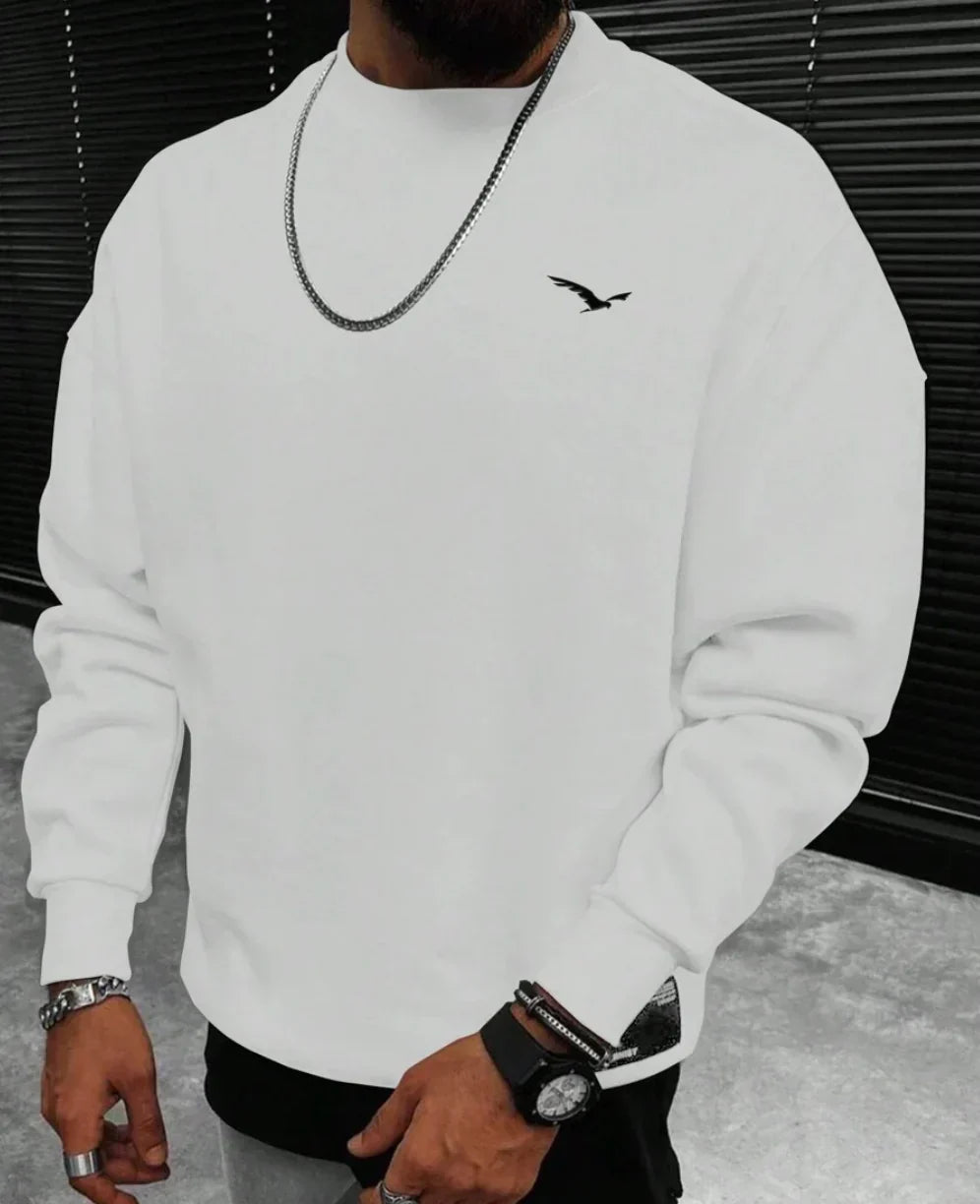 Pull-Over Homme à Col Rond avec Motif Uni | Idéal pour la Mi-Saison