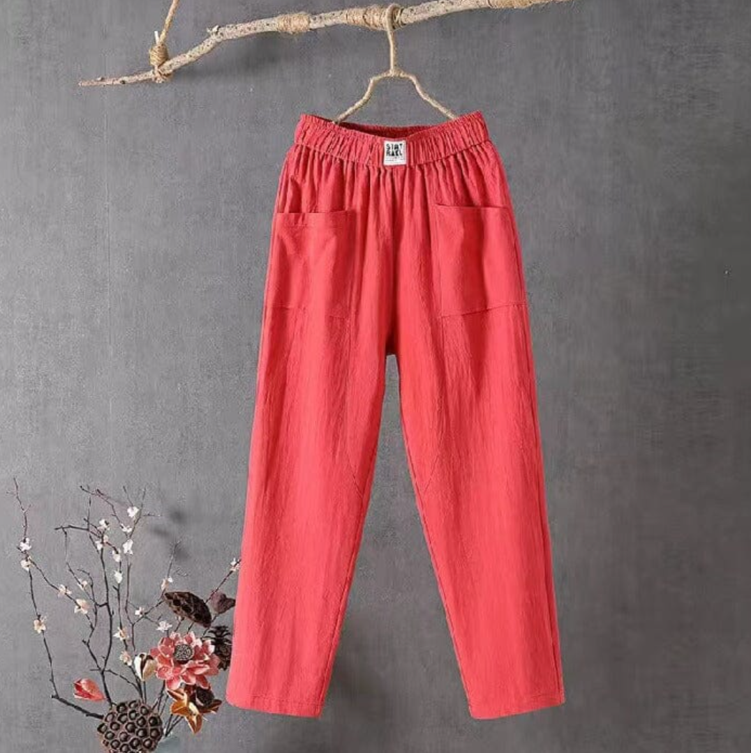 Pantalon Décontracté à Taille Élastique avec Poches pour Femme | Idéal pour les Journées Chaudes