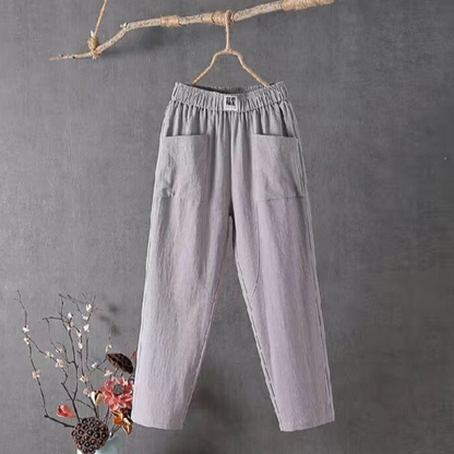 Pantalon Décontracté à Taille Élastique avec Poches pour Femme | Idéal pour les Journées Chaudes