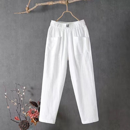 Pantalon Décontracté à Taille Élastique avec Poches pour Femme | Idéal pour les Journées Chaudes