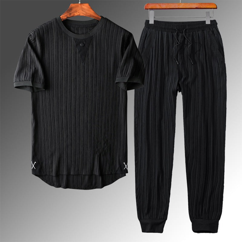 Ensemble Décontracté Avec Chemise À Manches Courtes Et Pantalon Pour Hommes | Idéal Pour Saison Estivale