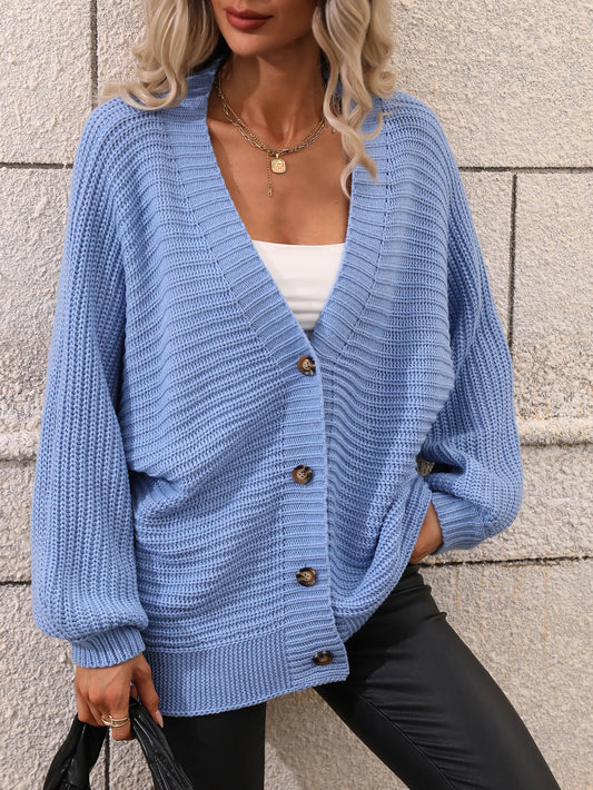 Cardigan Ample Côtelé Avec Boutons Effet Bois Pour Femme | Idéal Pour Superposition