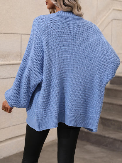 Cardigan Oversize en Maille Côtelée avec Boutons Effet Bois et Col en V pour Femmes | Idéal pour Superpositions