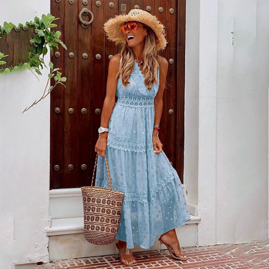 Robe Longue à Détails Boho pour Femme | Idéale pour les Journées d’Été