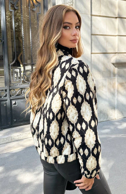 Blouson Bomber à Motif pour Femme | Idéal pour la Mi-Saison et les Sorties Décontractées