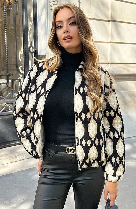 Blouson Bomber à Motif pour Femme | Idéal pour la Mi-Saison et les Sorties Décontractées