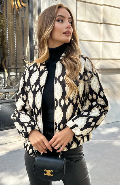 Blouson Bomber à Motif pour Femme | Idéal pour la Mi-Saison et les Sorties Décontractées