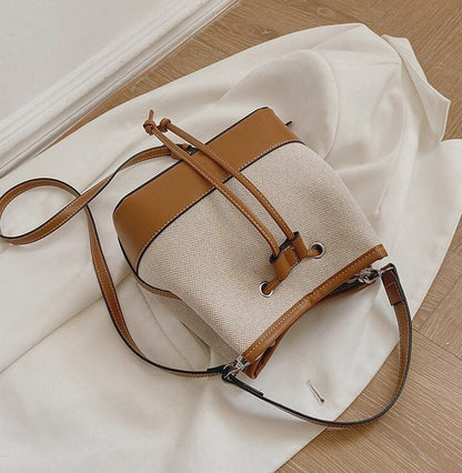 Sac Seau Bicolore Avec Cordon De Serrage Et Bandoulière Ajustable Pour Femme | Idéal Pour Usage Quotidien