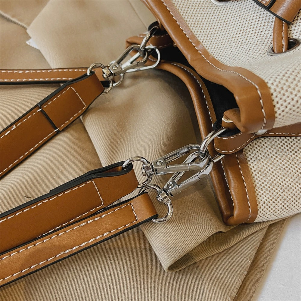 Sac Seau Bicolore Avec Cordon De Serrage Et Bandoulière Ajustable Pour Femme | Idéal Pour Usage Quotidien