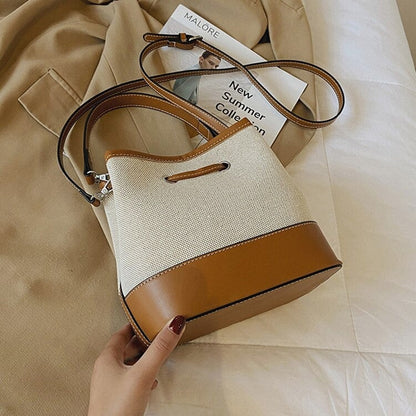 Sac Seau Bicolore Avec Cordon De Serrage Et Bandoulière Ajustable Pour Femme | Idéal Pour Usage Quotidien