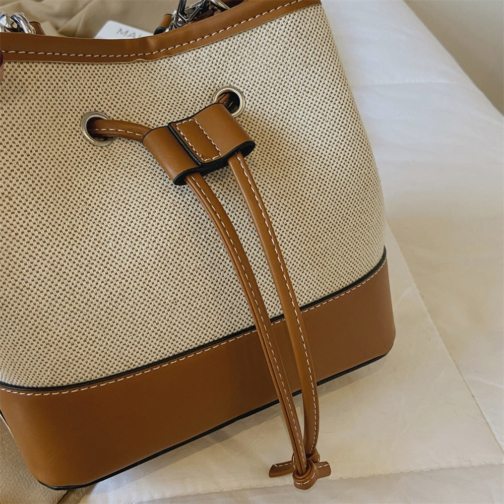 Sac Seau Bicolore Avec Cordon De Serrage Et Bandoulière Ajustable Pour Femme | Idéal Pour Usage Quotidien