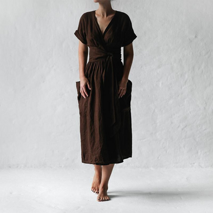 Robe Midi Portefeuille Avec Taille Ajustable Pour Femme | Idéale Pour Les Sorties Décontractées Et Occasions