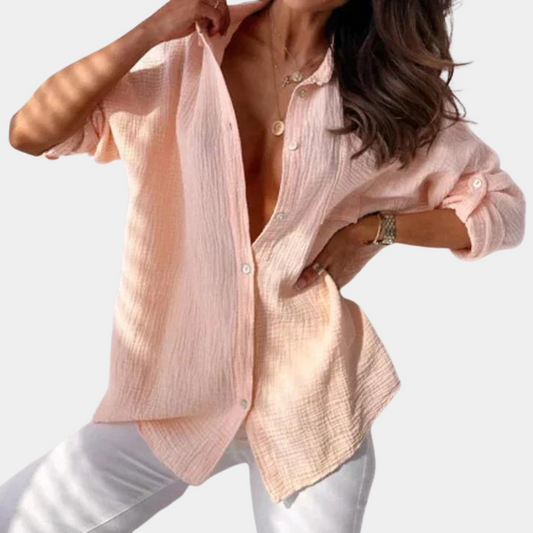 Chemisier à Manches Pliables avec Poche Poitrine pour Femmes | Idéal pour l’Été