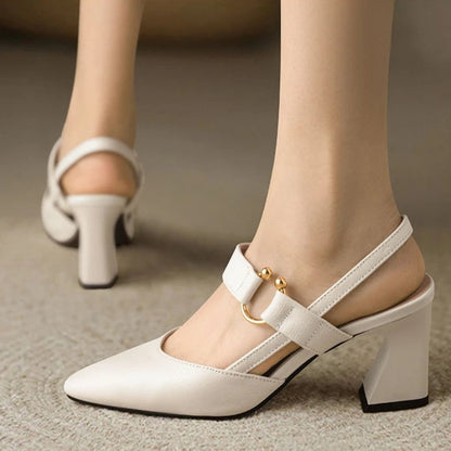 Escarpins Slingback À Bout Pointu Et Talon Bloc Pour Femmes | Idéal Pour Les Occasions Estivales