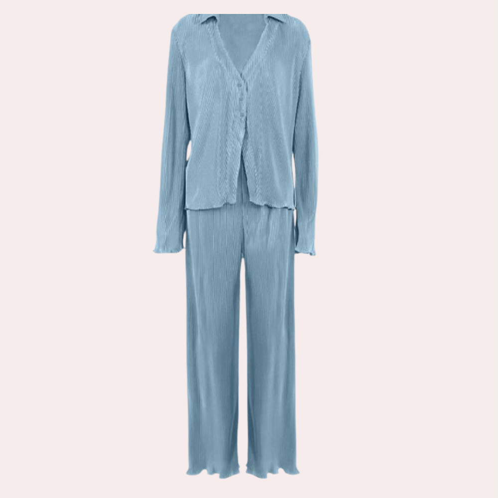 Ensemble De Détente 2 Pièces Plissé pour Femme | Idéal pour La Maison Ou Les Sorties Décontractées