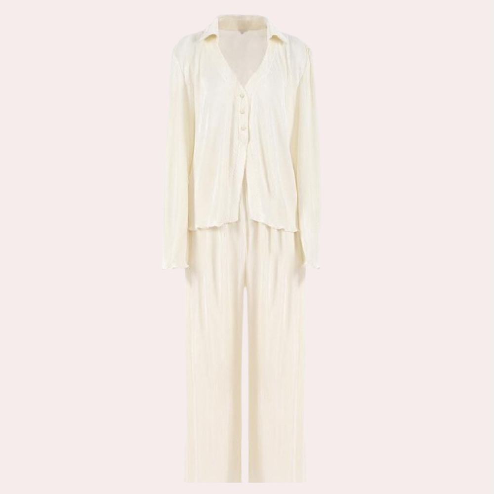 Ensemble De Détente 2 Pièces Plissé pour Femme | Idéal pour La Maison Ou Les Sorties Décontractées