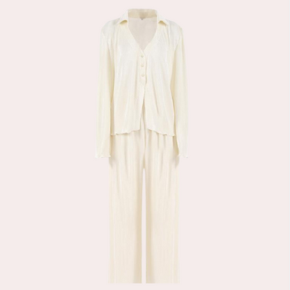 Ensemble De Détente 2 Pièces Plissé pour Femme | Idéal pour La Maison Ou Les Sorties Décontractées
