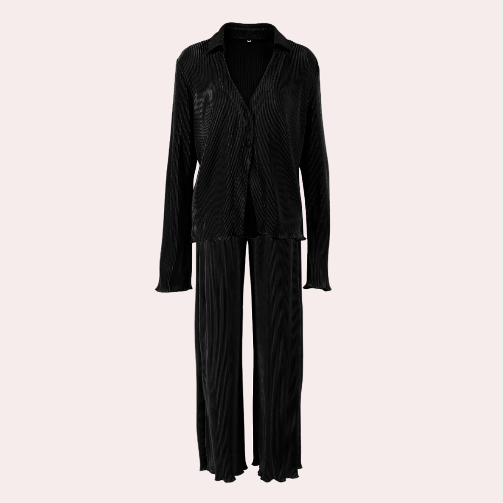 Ensemble De Détente 2 Pièces Plissé pour Femme | Idéal pour La Maison Ou Les Sorties Décontractées