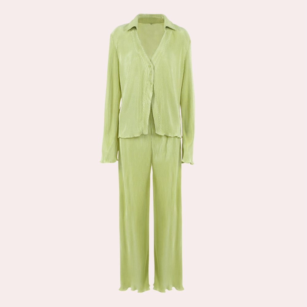 Ensemble De Détente 2 Pièces Plissé pour Femme | Idéal pour La Maison Ou Les Sorties Décontractées