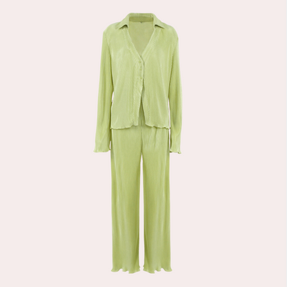 Ensemble De Détente 2 Pièces Plissé pour Femme | Idéal pour La Maison Ou Les Sorties Décontractées