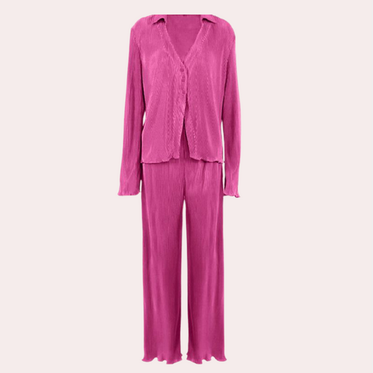 Ensemble De Détente 2 Pièces Plissé pour Femme | Idéal pour La Maison Ou Les Sorties Décontractées