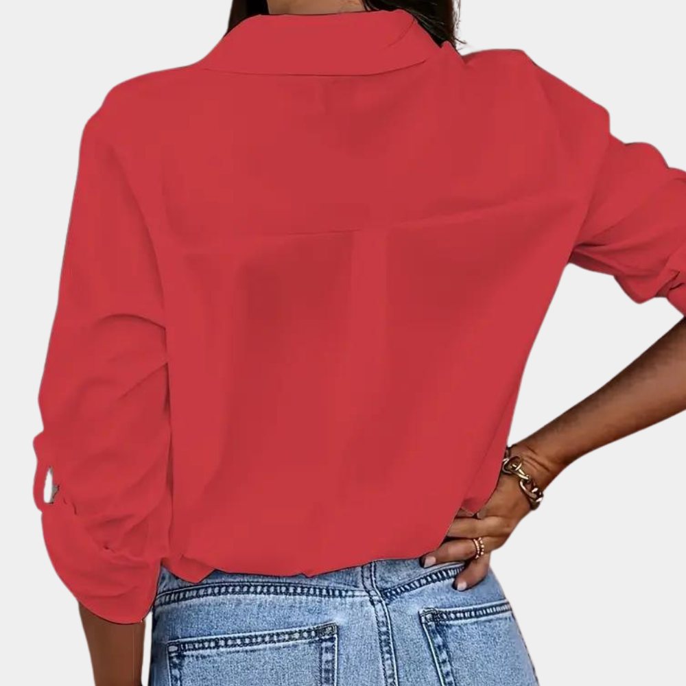 Blouse à Manches Longues avec Col et Fermeture Boutonnée pour Femmes | Idéal pour la Mi-Saison