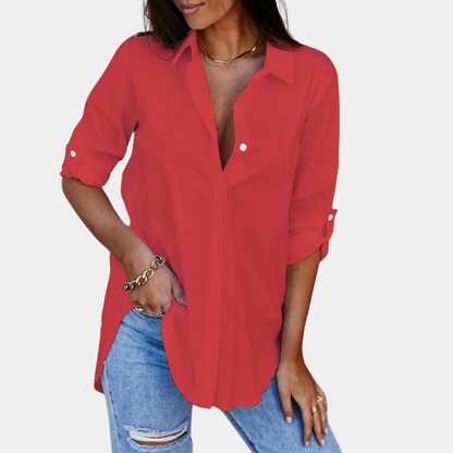 Blouse à Manches Longues avec Col et Fermeture Boutonnée pour Femmes | Idéal pour la Mi-Saison