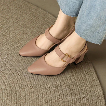 Escarpins Slingback À Bout Pointu Et Talon Bloc Pour Femmes | Idéal Pour Les Occasions Estivales