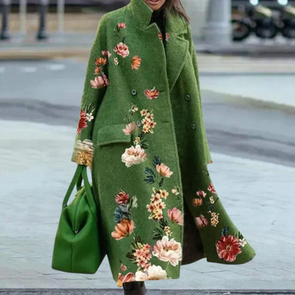 Manteau Long À Motif Abstrait avec Coupe Ample pour Femme | Idéal pour L’Hiver