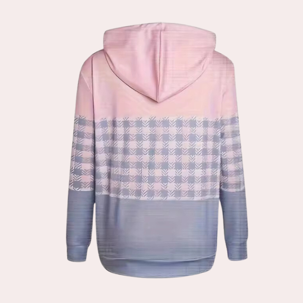 Sweat À Capuche Motif Carreaux avec Col Large pour Femmes | Idéal pour La Mi-Saison