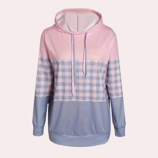 Sweat À Capuche Motif Carreaux avec Col Large pour Femmes | Idéal pour La Mi-Saison
