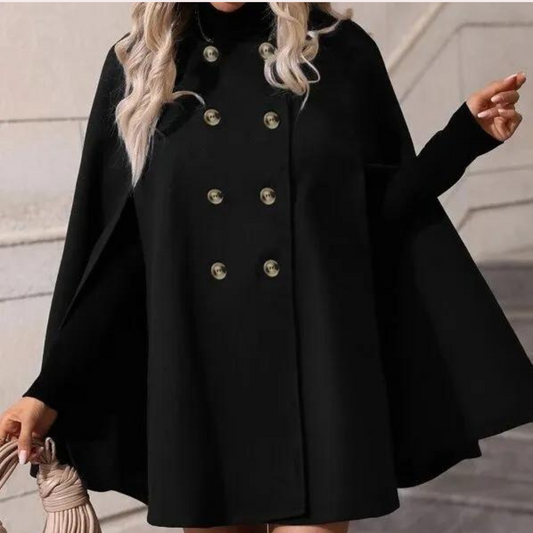 Cape Manteau à Double Boutonnage pour Femmes | Idéal pour l’Hiver