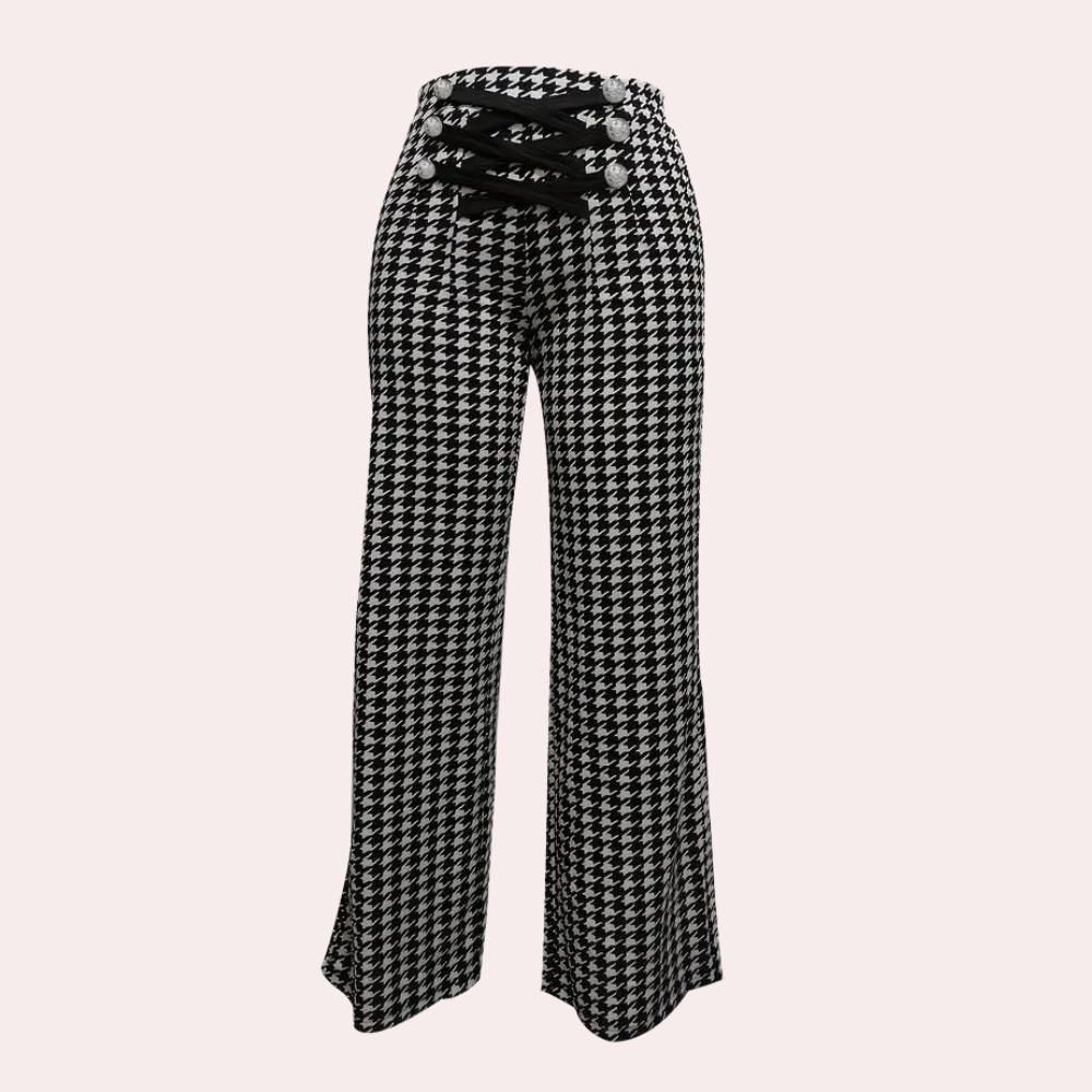 Pantalon à Motif Pied-de-Poule pour Femme | Idéal pour le Bureau et les Occasions Formelles
