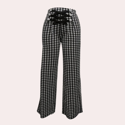 Pantalon à Motif Pied-de-Poule pour Femme | Idéal pour le Bureau et les Occasions Formelles