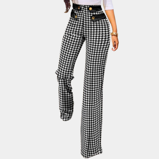 Pantalon à Motif Pied-de-Poule pour Femme | Idéal pour le Bureau et les Occasions Formelles